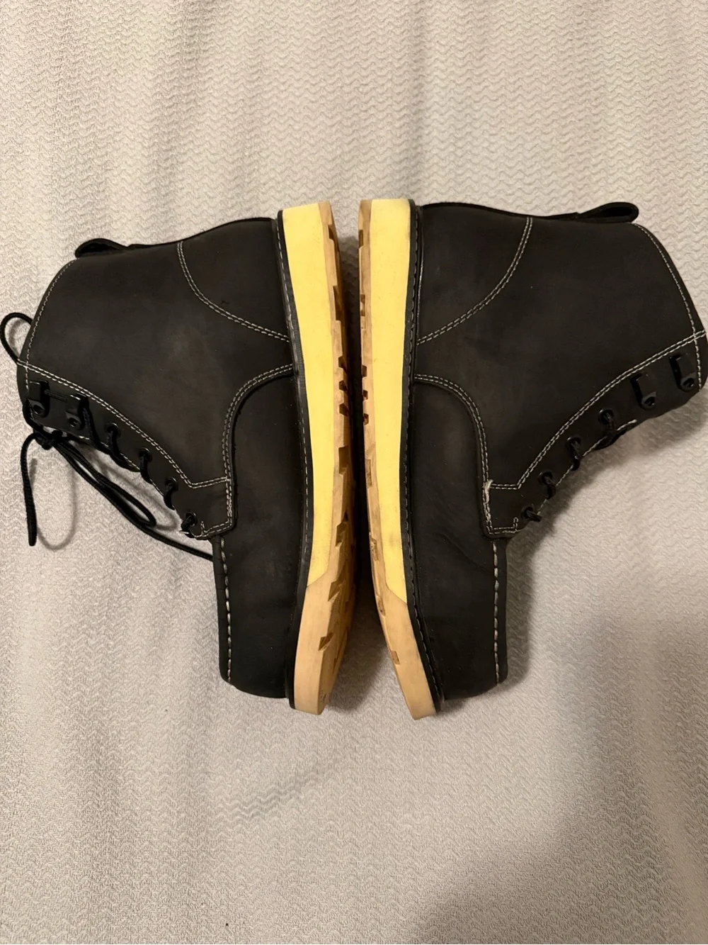 Black Moc Toe Work Boots with Cream Sole - BRUNT Marin 6inch w/ comp toe